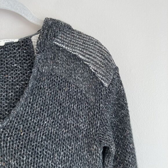 Burning Torch Anthropologie Gray Open Knit Hooded Sweater Size XS Boho Hippie - Picture 4 of 11